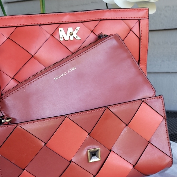 Michael Kors Red Woven Clutch Crossbody